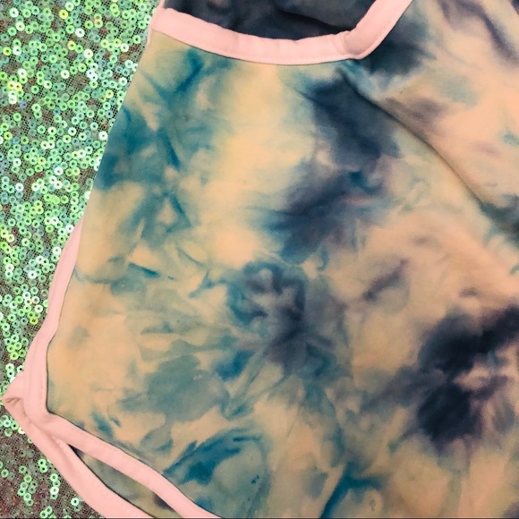 AWESOME J buttery soft tie dye blue/aqua shorts - Picture 4 of 4